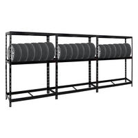 REIFENREGAL Tiger 3er-Set mit 3x 180x130x50 cm bis zu 36 Reifen mit Fachboden Schwarz - Schwarz, Metall (390/180/50cm) - PROREGAL