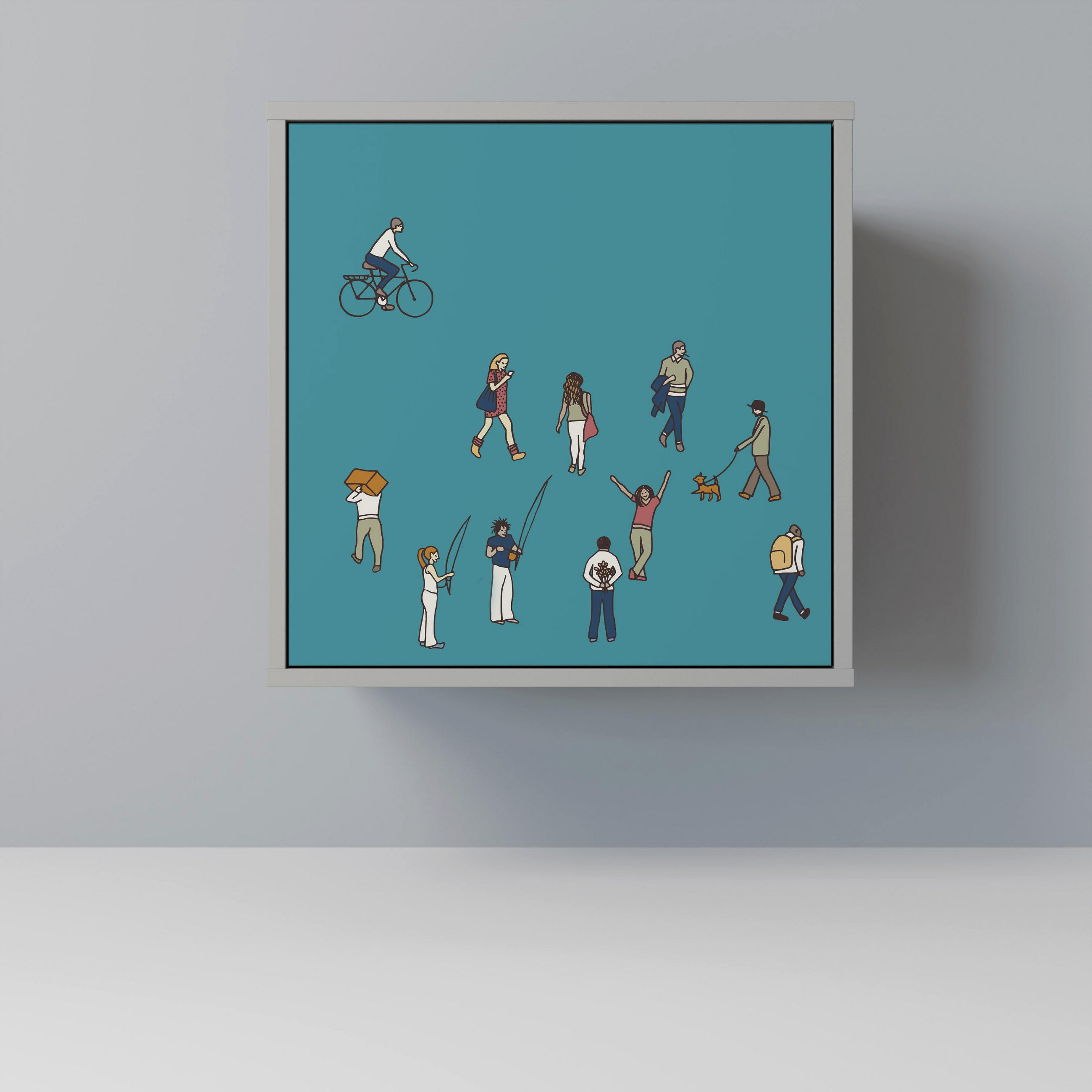 SIDEBOARD COLLECTIVE STREAM, Grau, 57,5x42x57,5 cm, Ohne Füße - Multicolor/Grau, Holzwerkstoff (57.5/57.5/42cm) - SpaceRebels