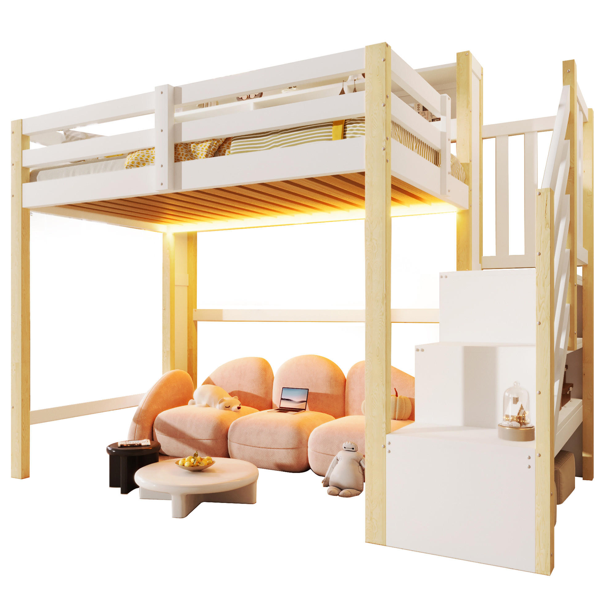 Okmyhome Hochbett Natur 90x200 cm