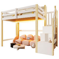 HOCHBETT 90/200 cm aus Kiefernholz mit LED-Licht Weiß/Natur - Naturfarben, Holz (90/200cm) - OKMYHOME