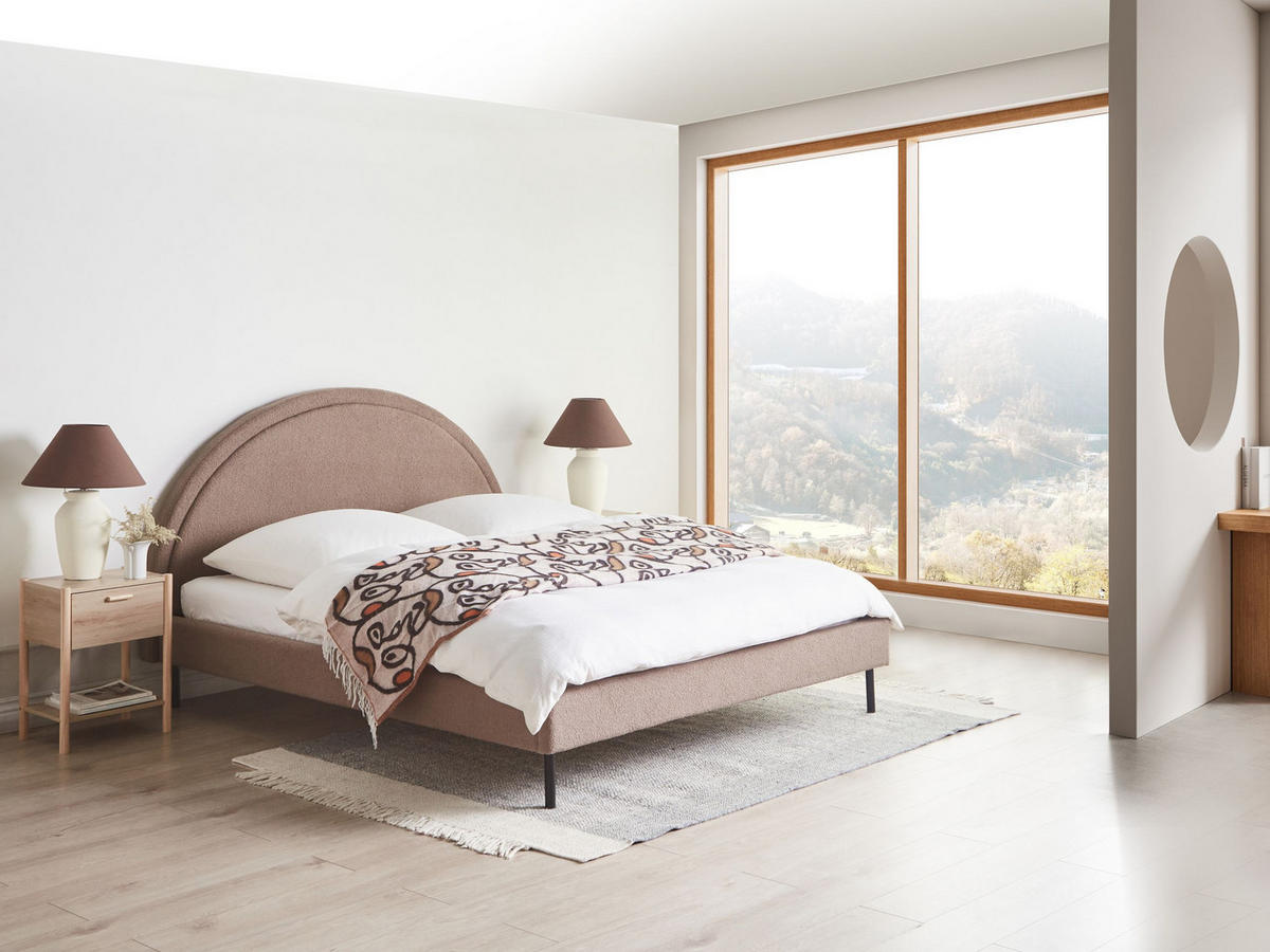 BETT mit Lattenrost 160x200 cm Beige Margut - Taupe, Textil (160/200cm) - Beliani