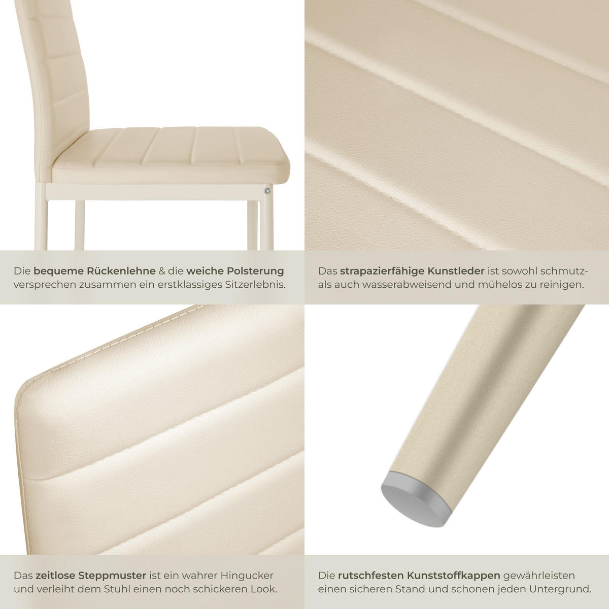 ESSZIMMERSTUHL 8er Set Thomas 41 x 45 x 98 5 cm beige - Beige, Textil (48/98.5/45cm) - tectake