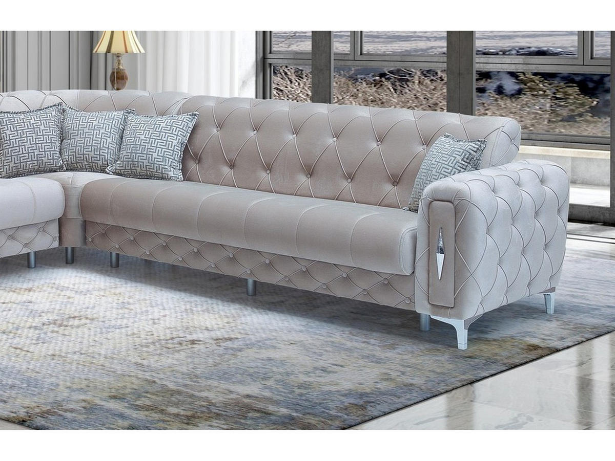 ECKSCHLAFSOFA Patna Beige - Schenkel gleich lang - Beige, Holzwerkstoff/Kunststoff (315/315cm)