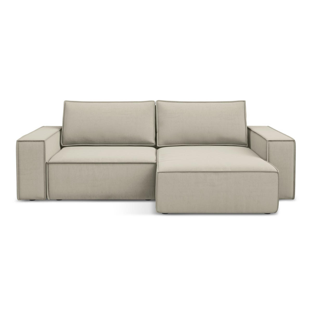 ECKSOFA mit Schlaffunktion Samt Stoff Creme - Perlmutt/Creme, Kunststoff/Textil (257/148cm) - LaMiaSofa