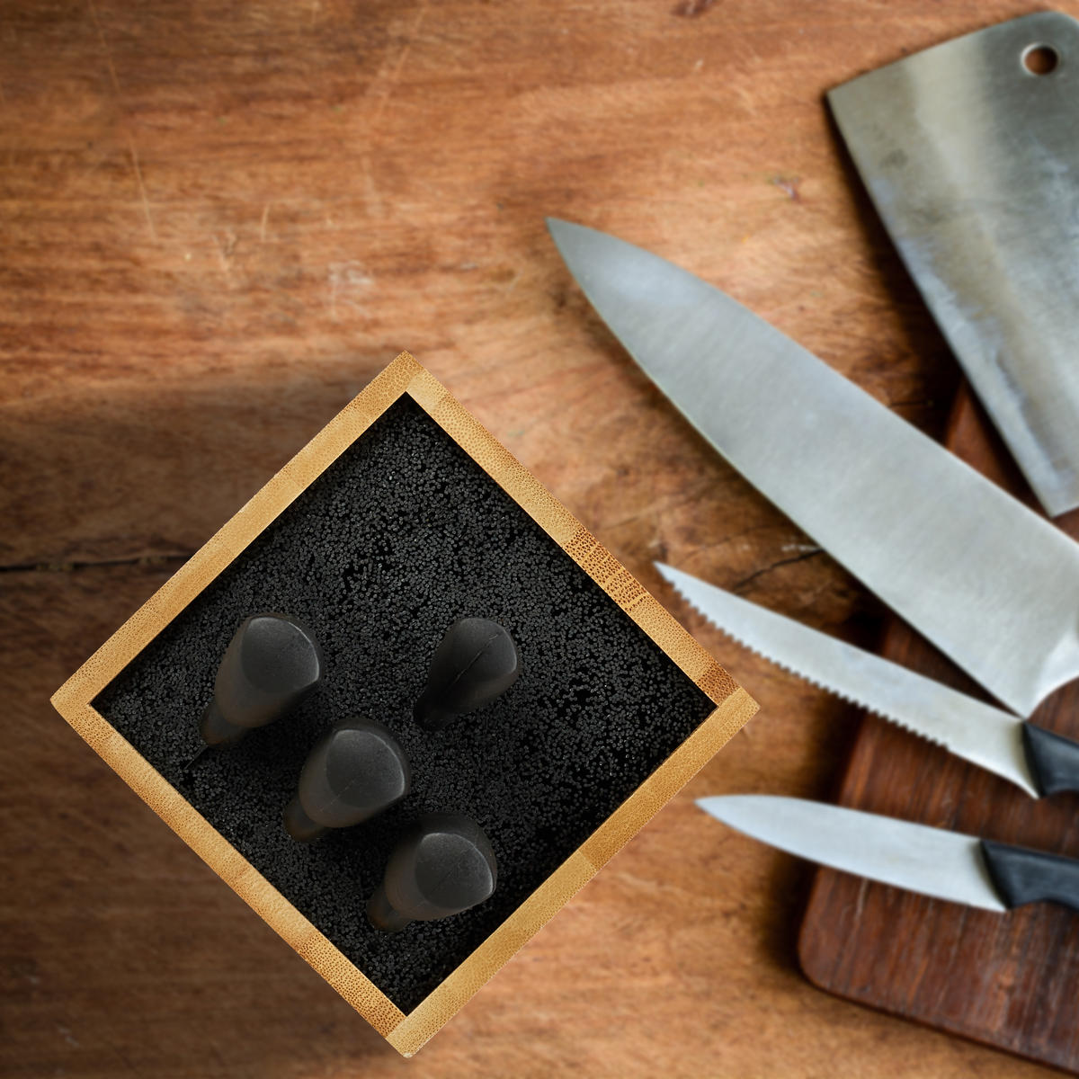 MESSERBLOCK - Hellbraun, Holz/Kunststoff (12/24/12cm) - Relaxdays