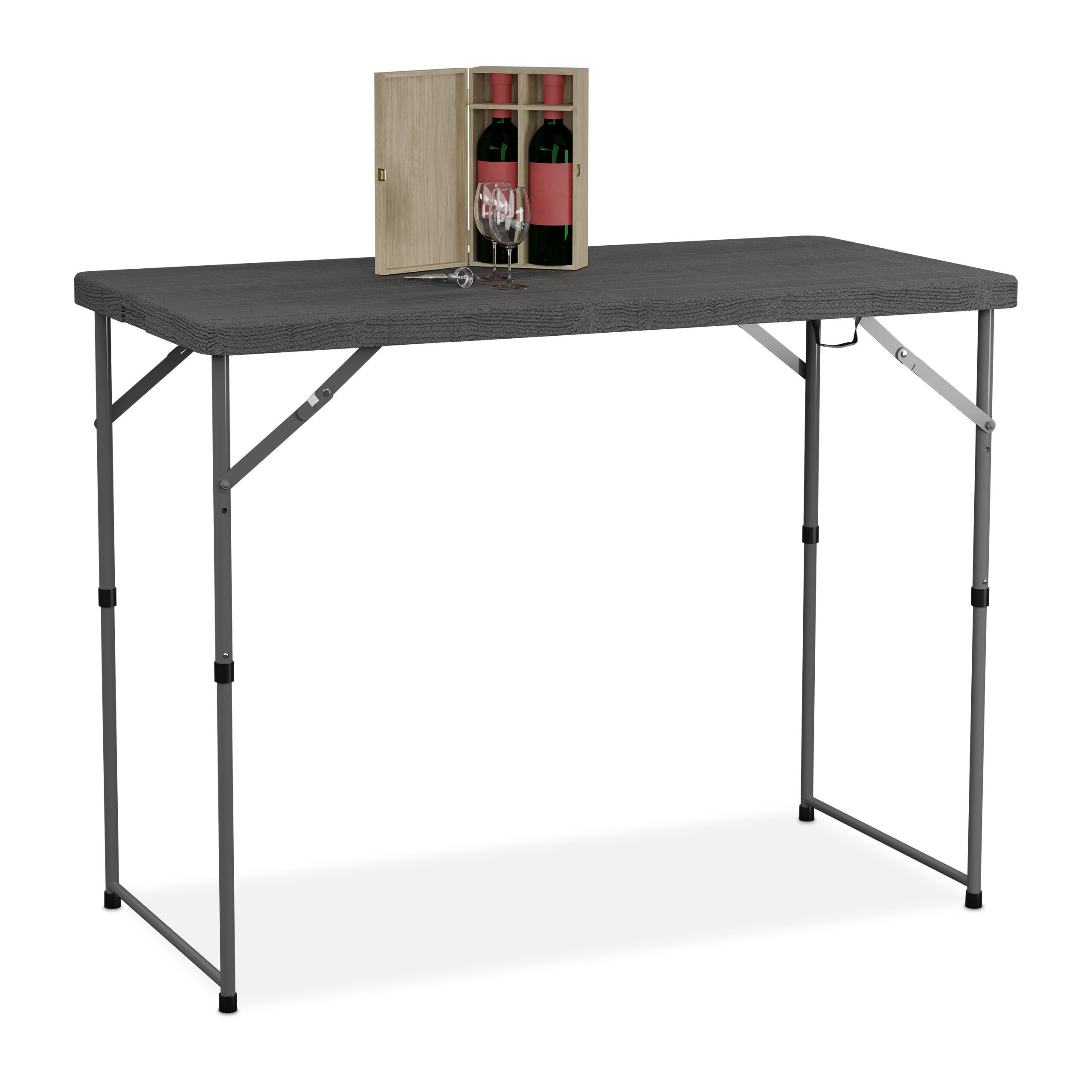 GARTENTISCH - Grau, Kunststoff/Metall (60/120/74cm) - Relaxdays