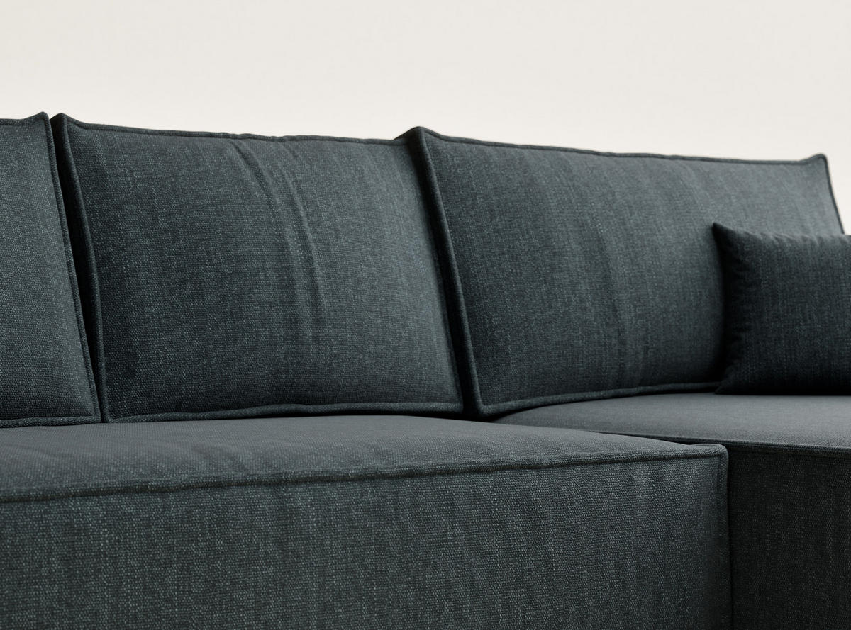 ECKSOFA Maze Türkis Webstoff - Rechts Seite - Türkis/Schwarz, Holz/Holzwerkstoff (294/185cm) - Maison de Reve