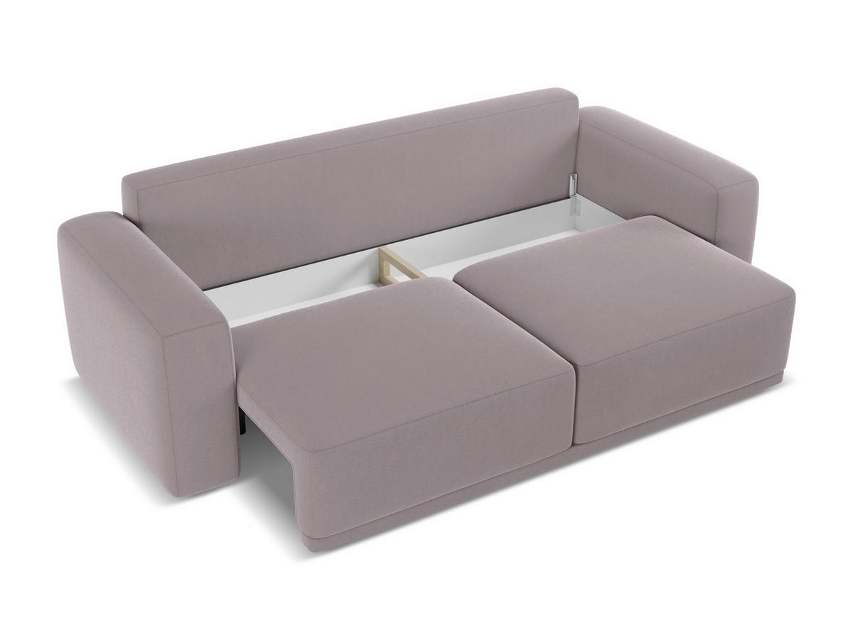 3-SITZER SOFA mit Schlaffunktion Samt Stoff Violett - Lila/Flieder, Kunststoff/Textil (242/91/100cm) - Makamii