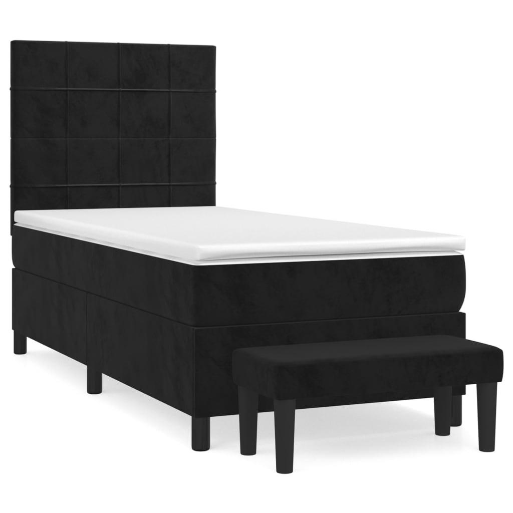 BOXSPRINGBETT Mit Matratze Schwarz 100/200 Cm Samt - Weiß, Textil (100/200cm) - vidaXL