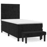 BOXSPRINGBETT Mit Matratze Schwarz 100/200 Cm Samt - Weiß, Textil (100/200cm) - vidaXL