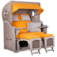 STRANDKORB Düne Koboo Grau Bullaugen - Gelb/Braun, Metall (125/170/80cm) - Mr. Deko