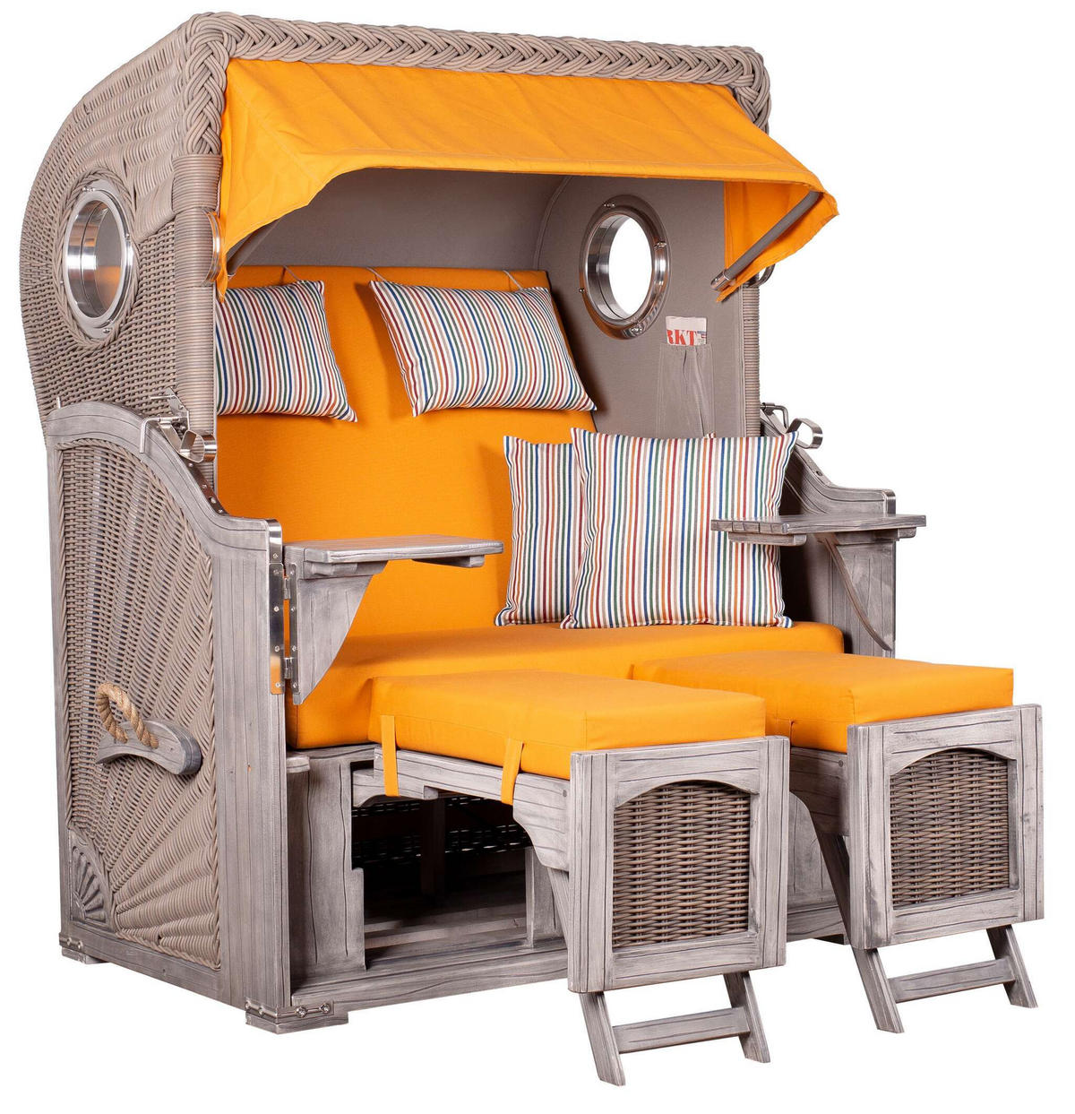 STRANDKORB Düne Koboo Grau Bullaugen - Gelb/Braun, Metall (125/170/80cm) - Mr. Deko