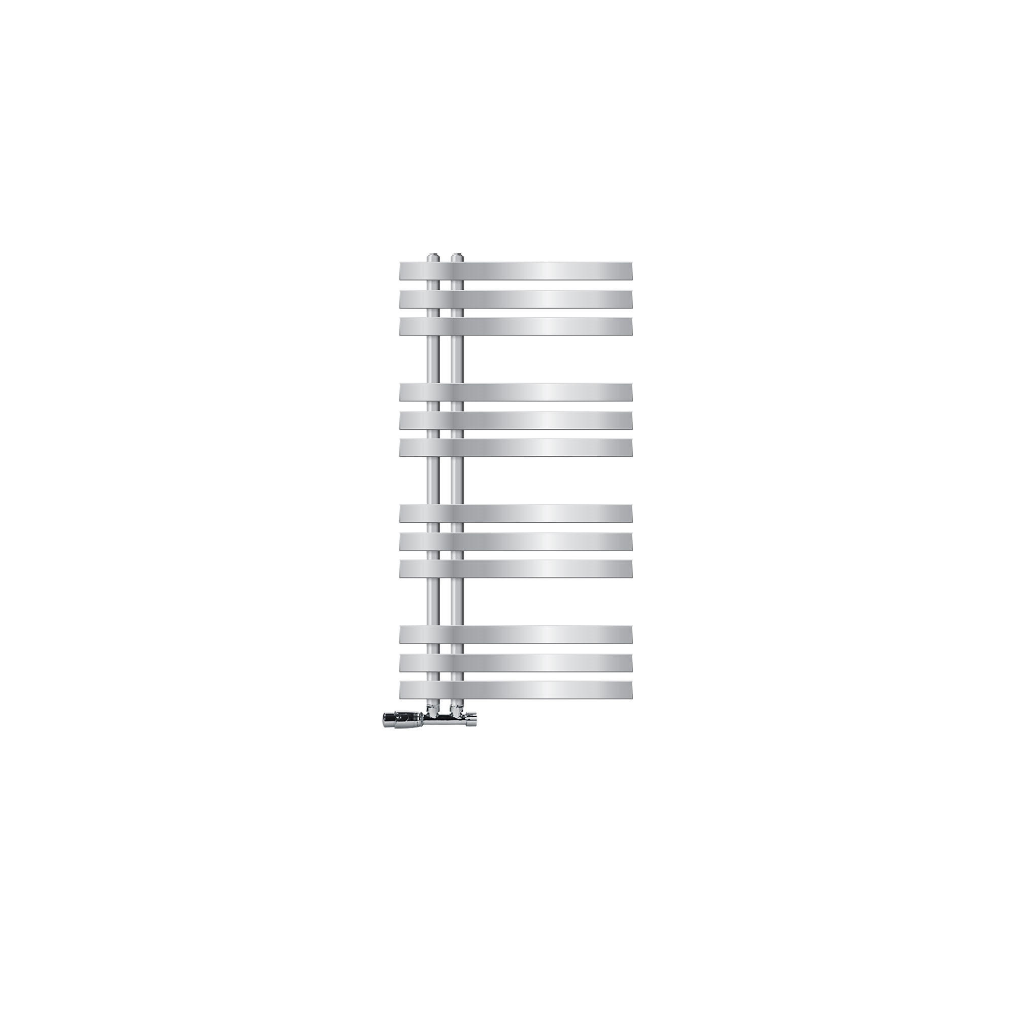 BADHEIZKÖRPER Iron EM 500x1000 mm Chrome mit Ventil Eckform - Chromfarben, Metall (50/100/3cm) - LuxeBath