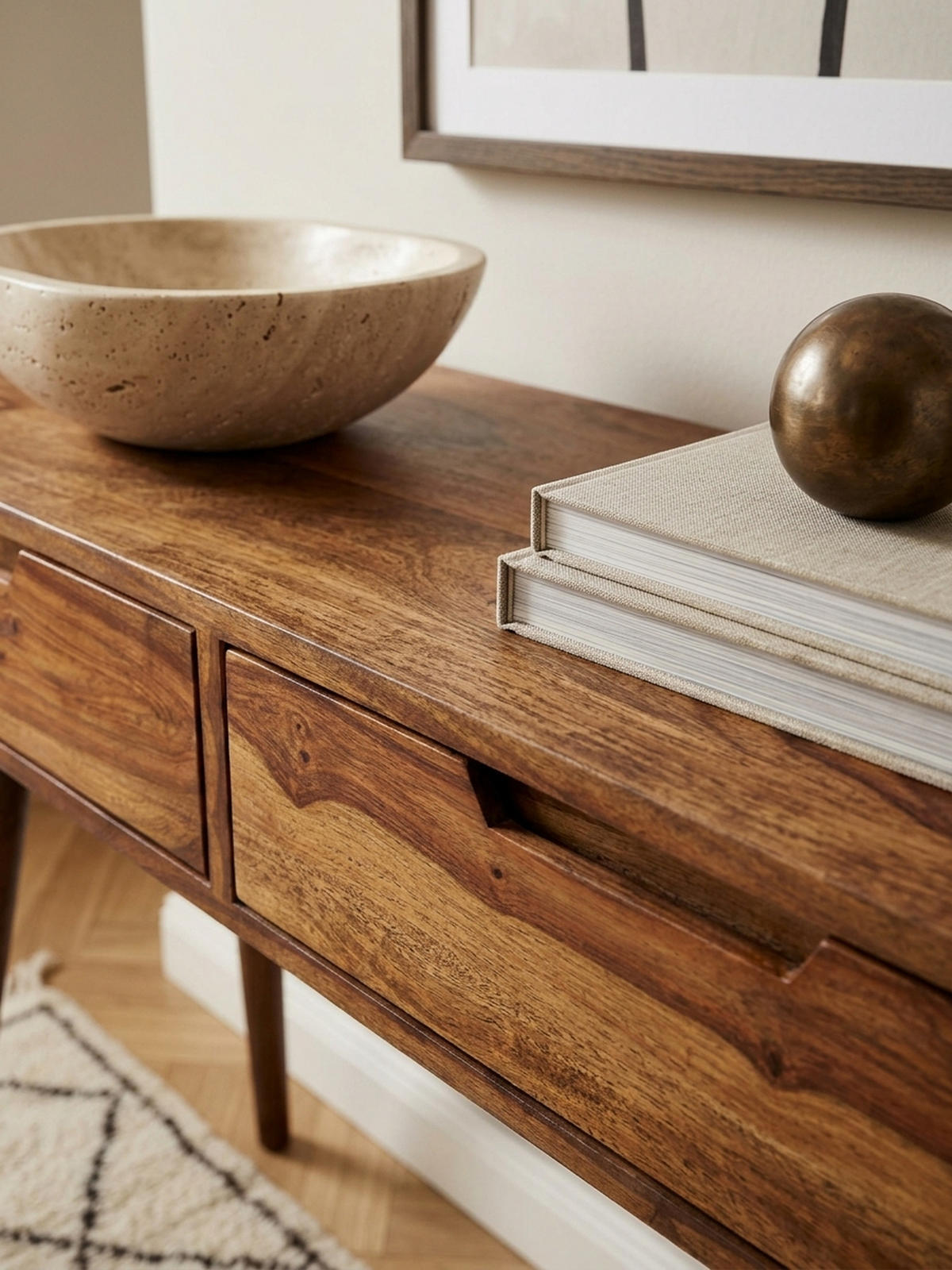 KONSOLENTISCH – Massivholz, 90 cm, handgefertigt, Landhausstil - Braun, Holz (36/90/76cm) - KADIMA DESIGN