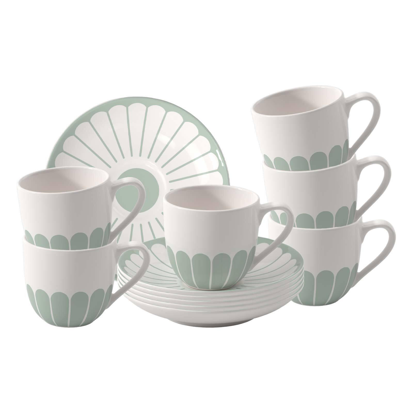 ESPRESSOTASSEN MIT UNTERTASSEN Fleur Couleur Vert 70 ml 6er Set - Grün, Keramik (11.7/8/11.7cm) - Villeroy & Boch