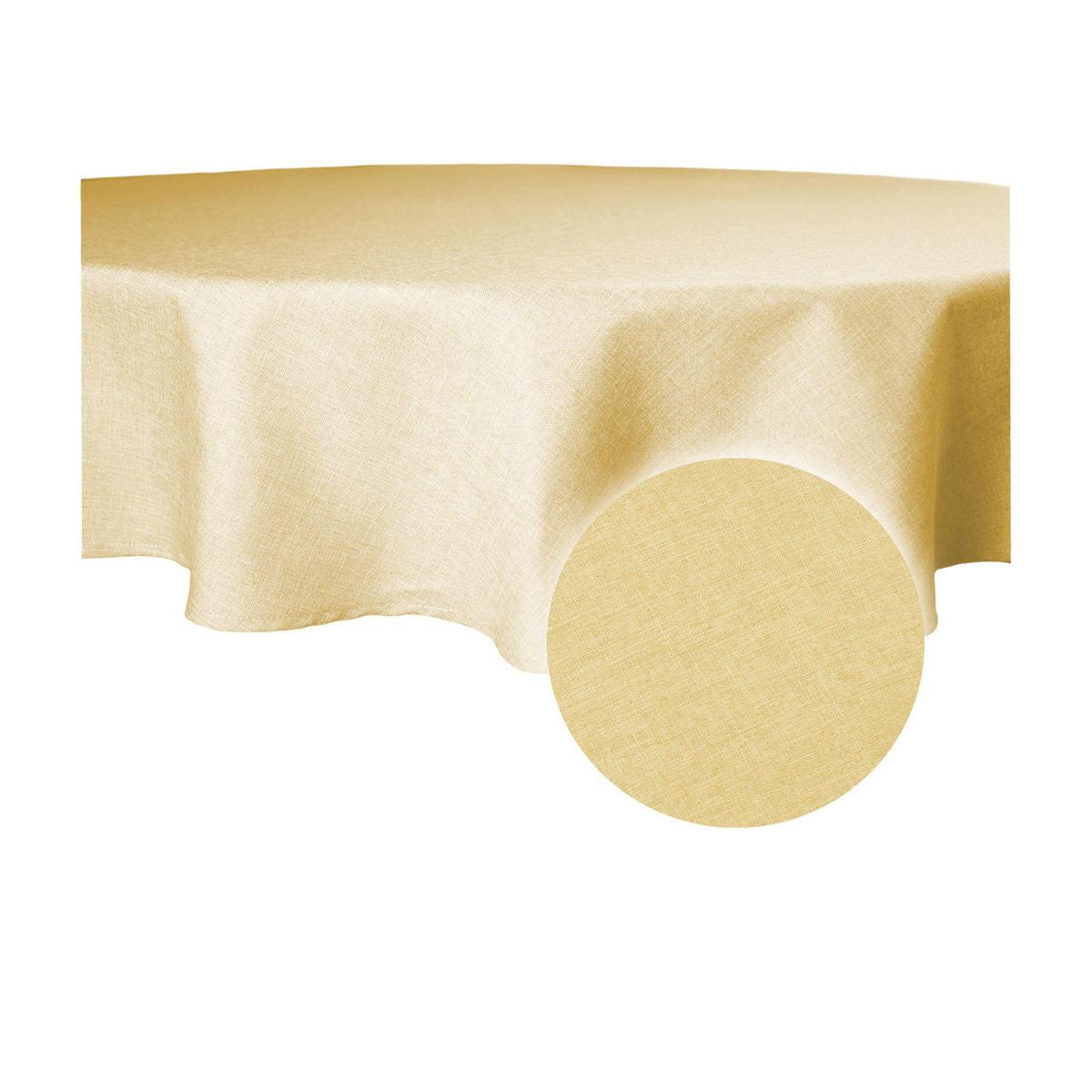 TISCHDECKE Leinenoptik 180 cm rund Gelb - Gelb, Textil (180cm) - TiborTex