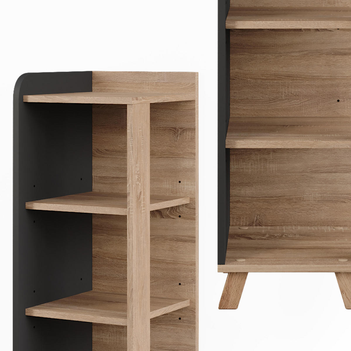 MIDISCHRANK Karen Sonoma/Anthrazit 30 x 90 cm mit 4 Ablagen - Anthrazit/Sonoma Eiche, Holzwerkstoff (30/90/35cm) - Vicco