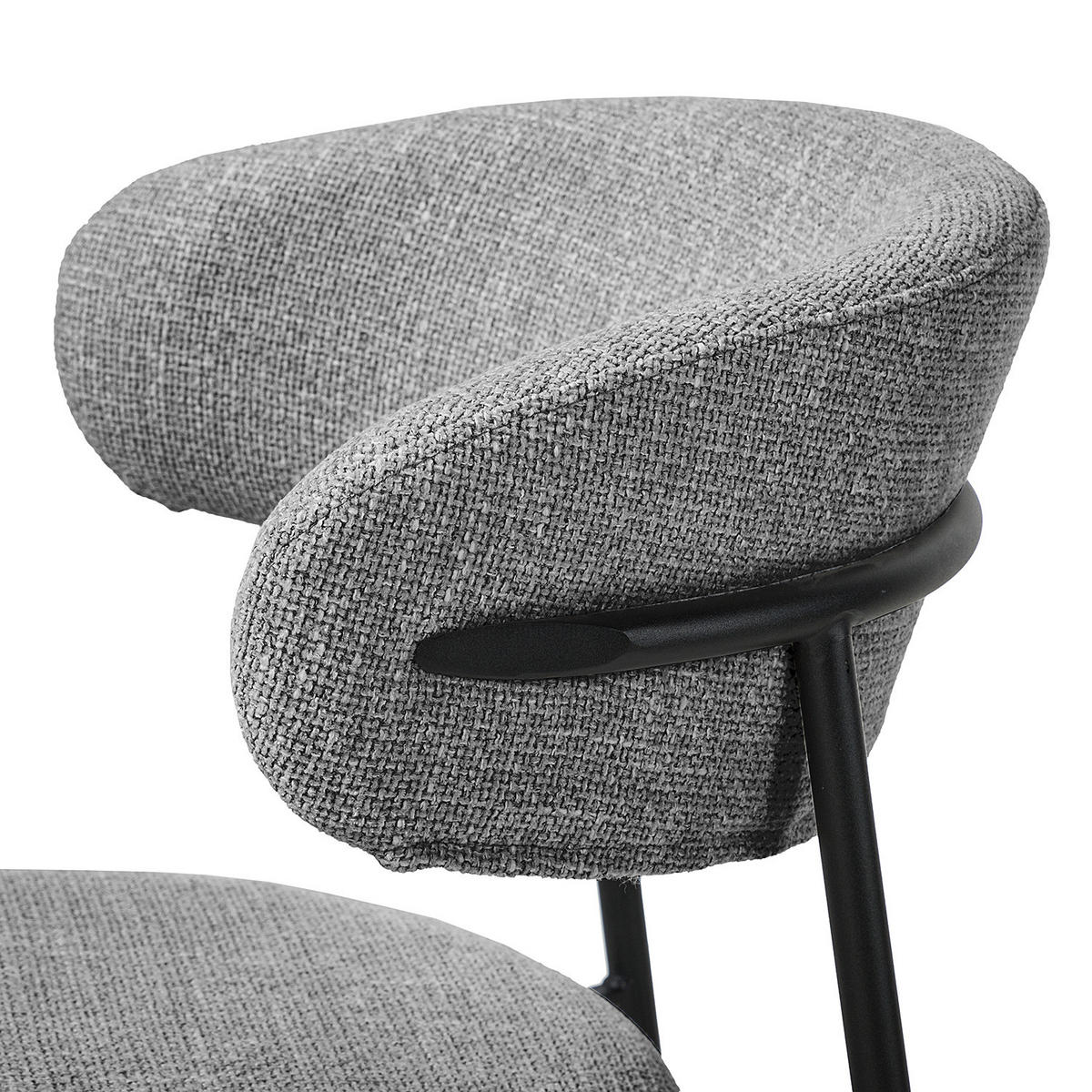 POLSTERSTUHL - 2er-Set - Strukturstoff / Edelstahl - Schwarz/Grau, Textil/Metall (55/79/58cm) - home24