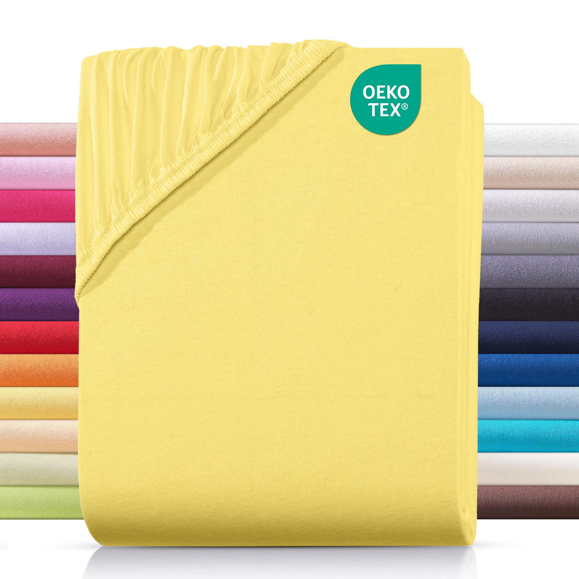 JERSEY-SPANNBETTLAKEN 160x200 cm aus 100% Baumwolle, Bettlaken Gelb Uni - Gelb, Textil (160/200cm) - Carpe Sonno