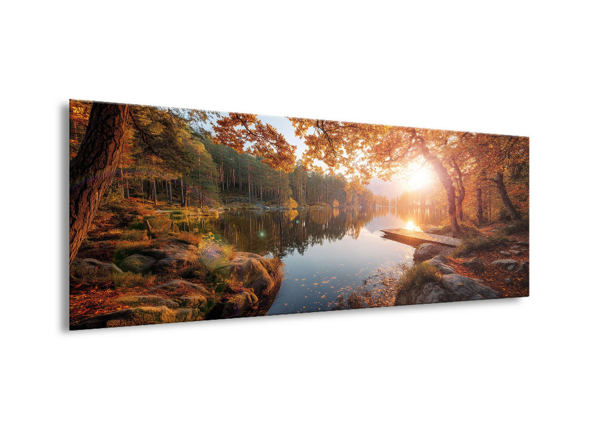 GLASBILD 80x30 cm See Landschaft - Orange, Glas (80/30cm) - artissimo