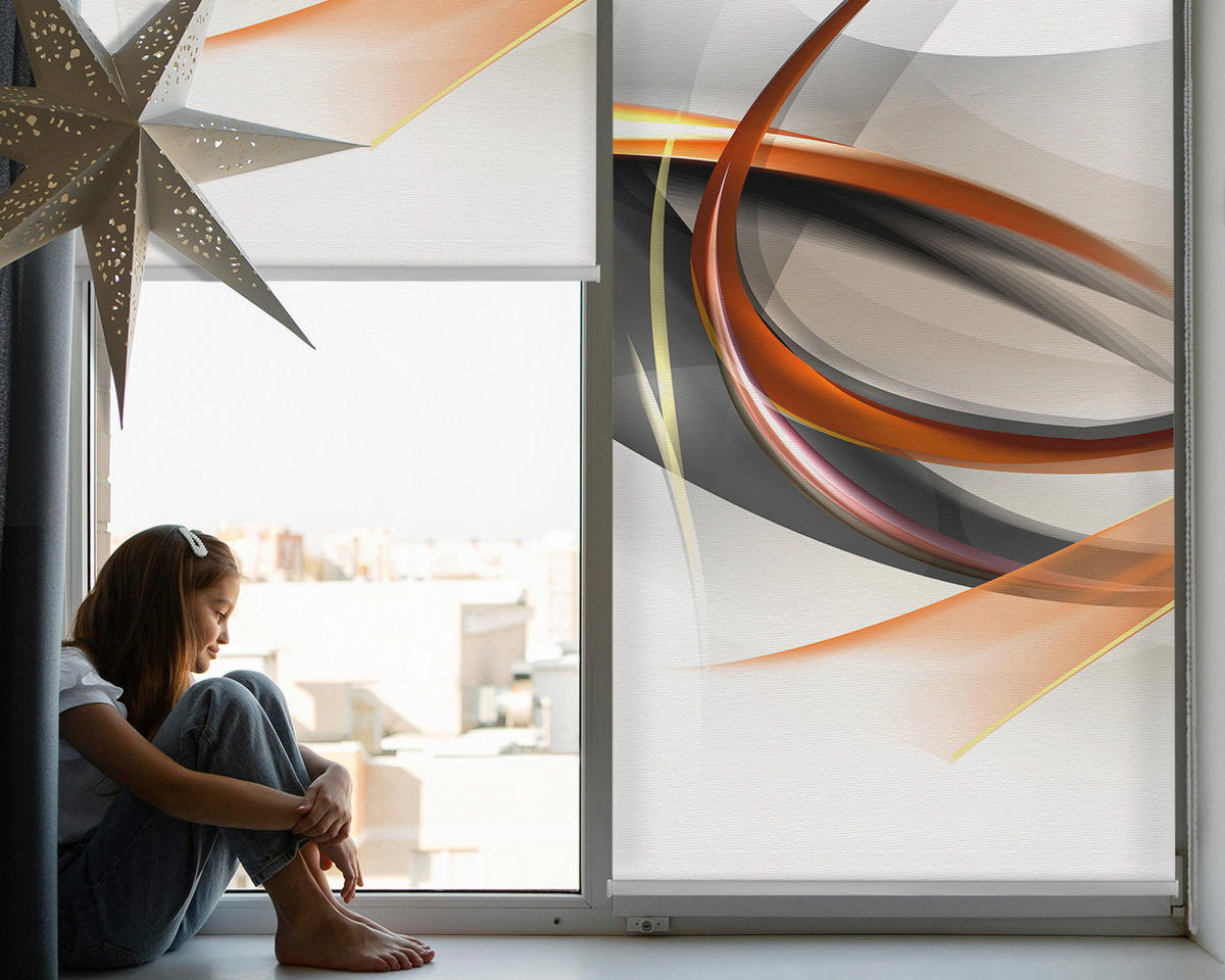 VNÚTORNÁ roleta - okenná roleta - roleta - 90x140 cm - Oranžový čiarový vzor - oranžová, plast (90/140/0.5cm) - TULUP