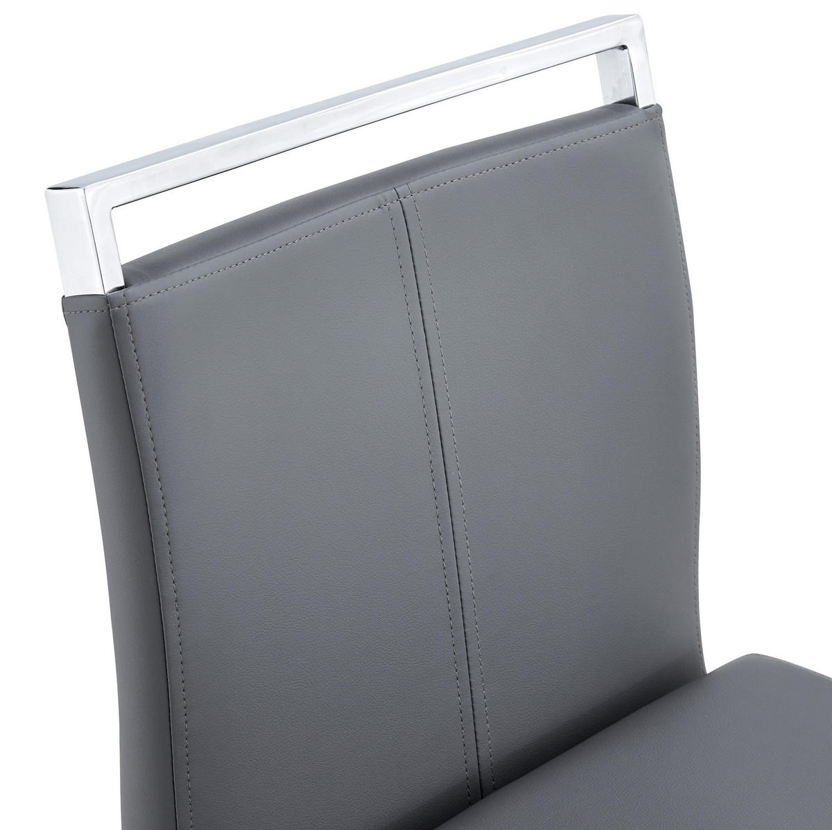 BARHOCKER 2er-Set 96,5 cm PU-Leder Dunkelgrau/Silber - Dunkelgrau, Metall (46.5/96.5/38.9cm) - Meubliv