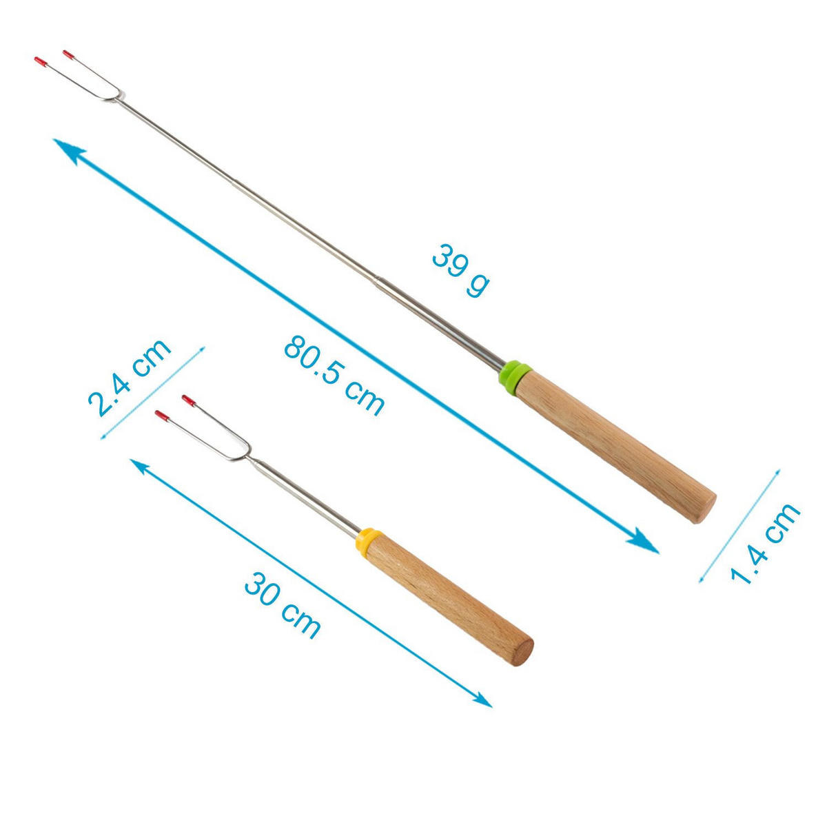 GRILLSPIEßE aus Edelstahl mit Aufbewahrungstasche (8-tlg. Set) - Multicolor, Metall (30cm)