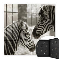 SCHLÜSSELBOX Schwarz 30x30 cm- Türöffnung nach rechts - Zebras zusammen - Multicolor, Metall (30/30/5cm) - TULUP