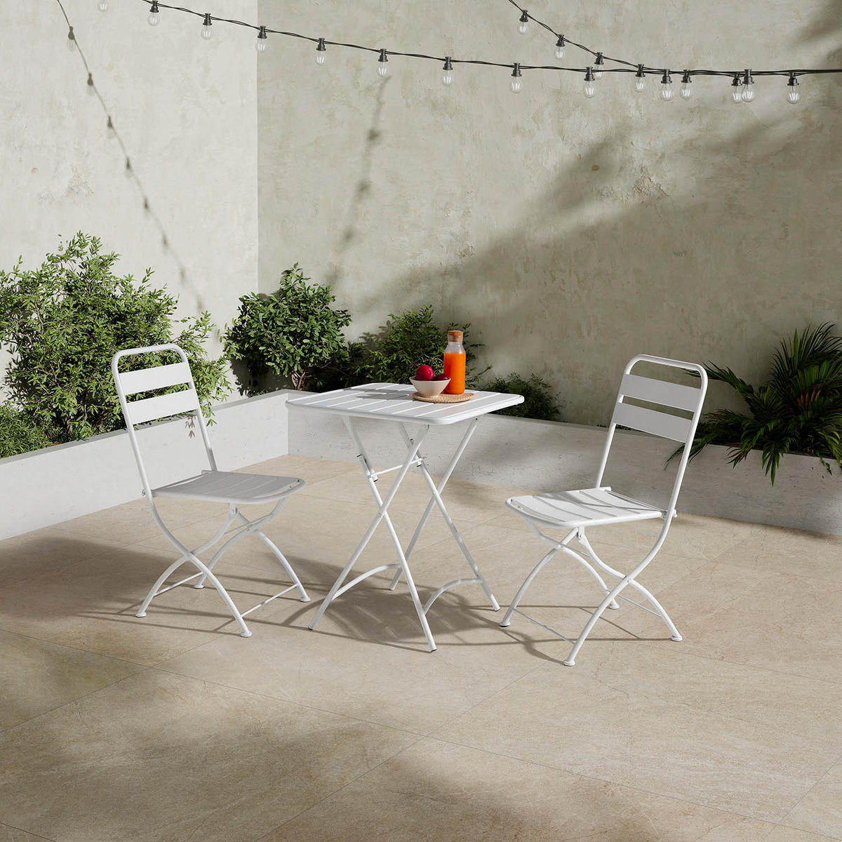 GARTENKLAPPTISCH Perla 60/60/74 cm Metall - Weiß, Metall (60/60/74cm) - VS Venta-stock