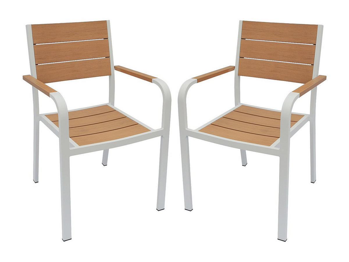 GARTENSTUHL - 56cm x 60cm - Aluminium - naturfarben hell, weiß - NYROS - Naturfarben, Metall (56/85/60cm) - Vente-Unique