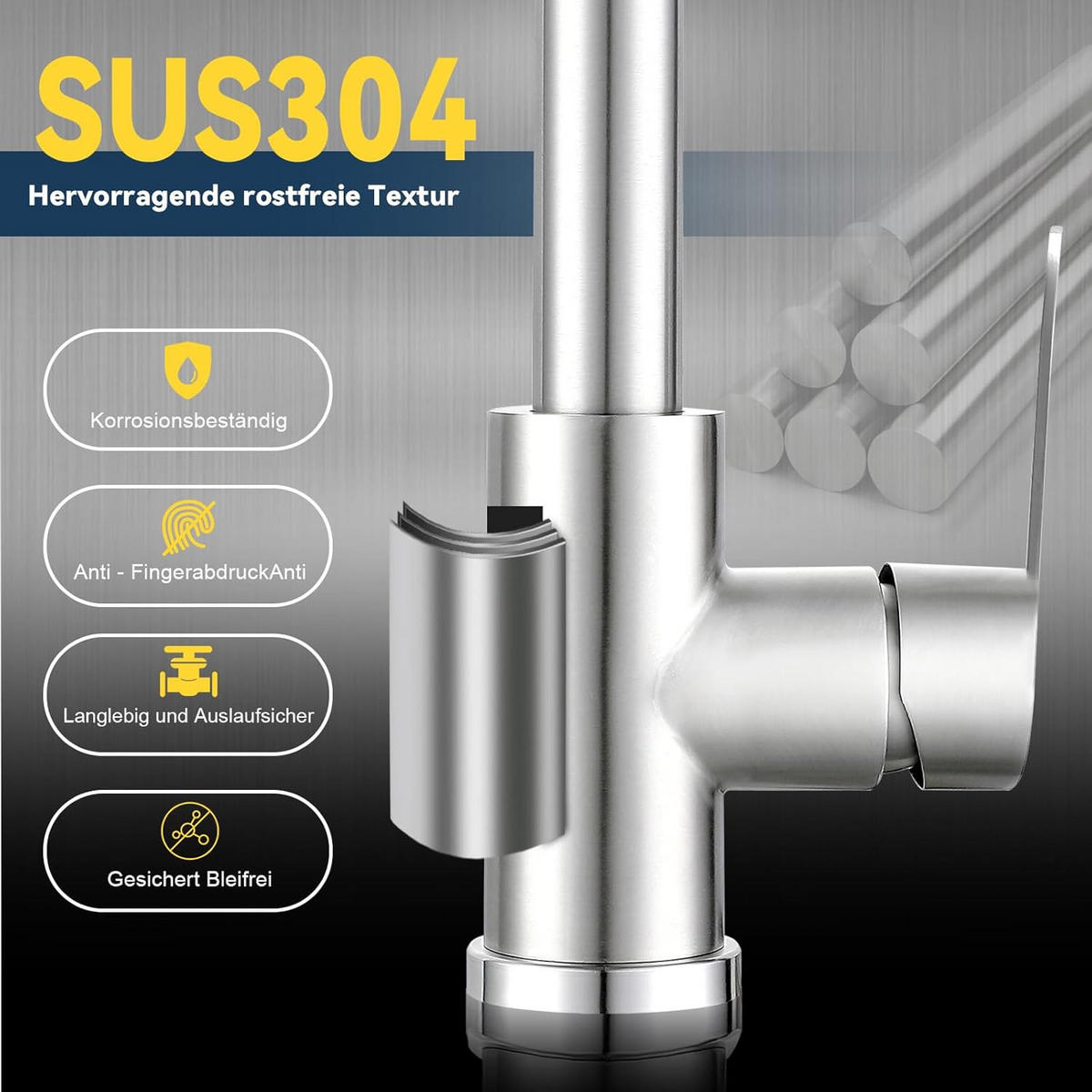 WASCHTISCHARMATUR Rhewind 23/14/28 cm - Edelstahlfarben, Metall (23/14/28cm) - ZMH