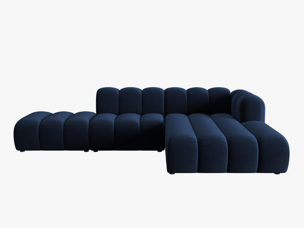 ECKSOFA modular rechts Lupine aus Samt königsblau 5 Sitzplätze - Dunkelblau, Textil (177/299cm) - Micadoni