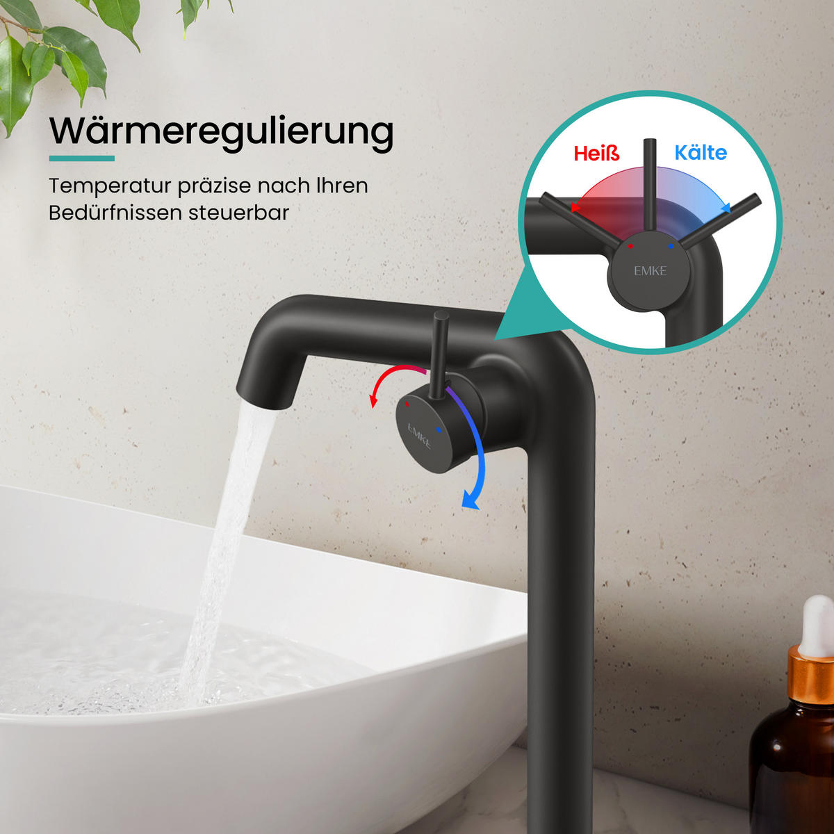 WASCHTISCHARMATUR Wasserzulaufrohr aus Edelstahl Schwarz Matt 26cm - Schwarz, Metall (22/7.6/33.2cm) - EMKE