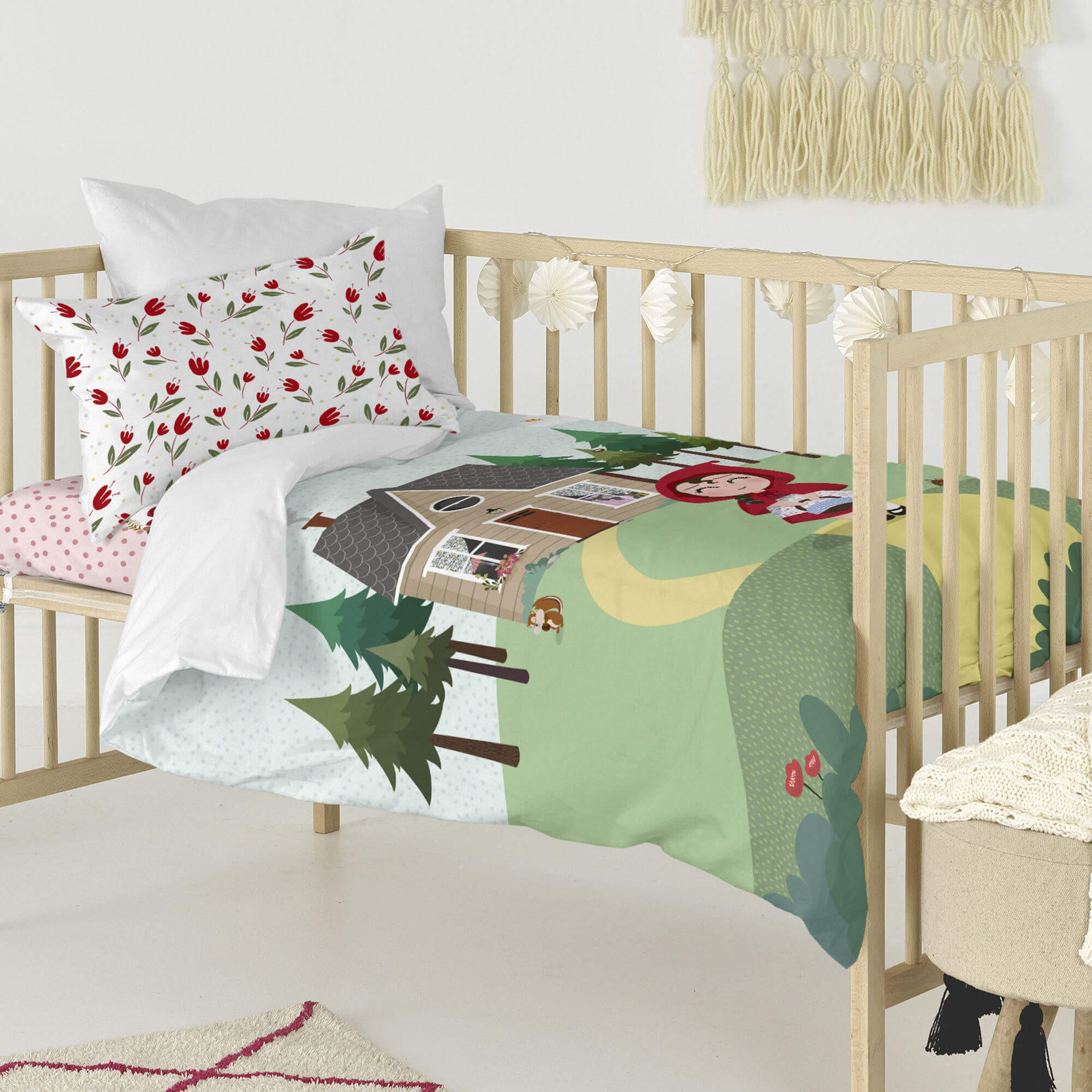 BETTBEZUG 2er-Set teiliges red riding hood 115x145 cm (kinderbett) mehrfarbig - Multicolor, Textil (115/145cm) - Happy Friday
