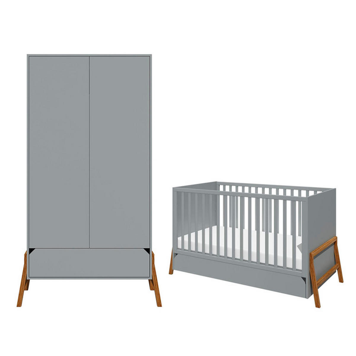 POKOJ PRO MIMINKO 2DÍLNÝ Grey - šedá, kompozitní dřevo (161/90/75cm) - Petits-meubles