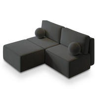 ROHOVÁ SEDAČKA VARNA černá - šedá/černá, dřevo/textil (196/158cm) - MASSENO