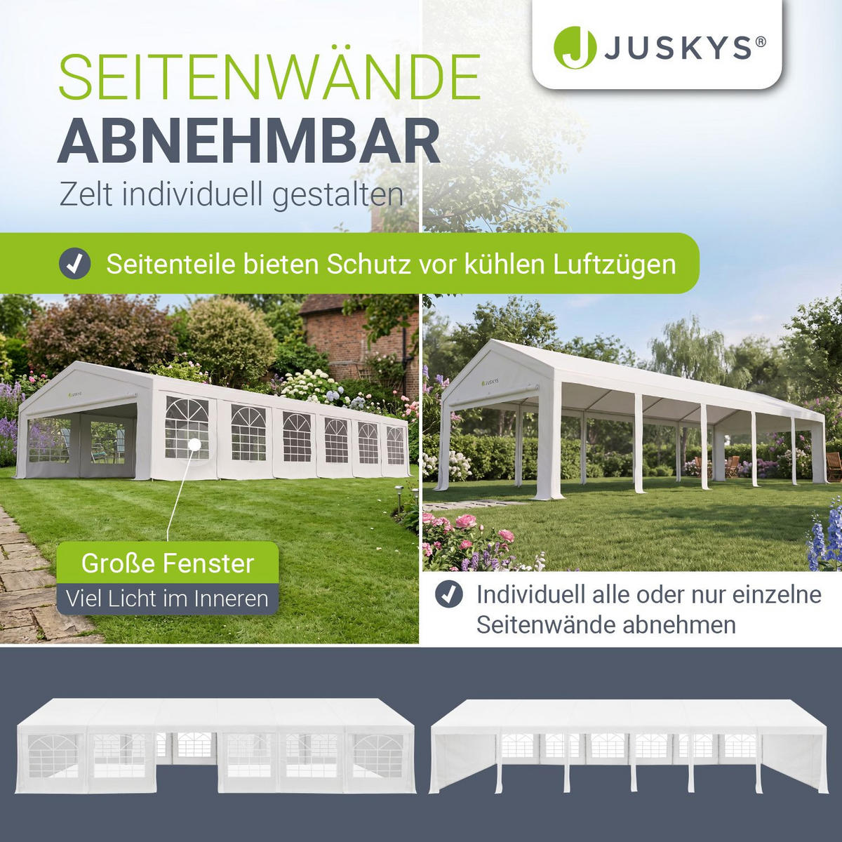 FESTZELT Partyzelt Gala weiß 6x12 m - Weiß, Kunststoff (600/292/1200cm) - Juskys