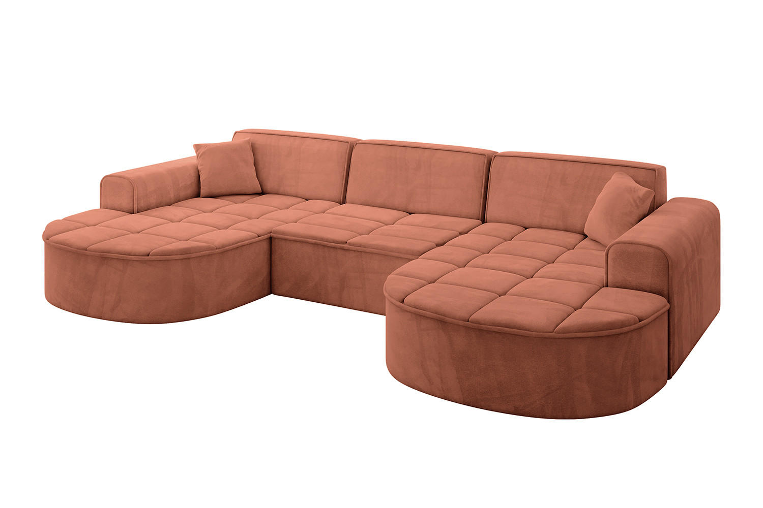 WOHNLANDSCHAFT TARO-U1 - 303x171x79,5 cm Apricot - Koralle, Holzwerkstoff/Textil (303/79.5/171cm) - ALTDECOR