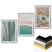 WANDBILDER 3er Set - 40x60 cm Silberner Rahmen - Urlaubsblick Strand Meer - Silberfarben, Kunststoff (40/60cm) - ArtPrintCave