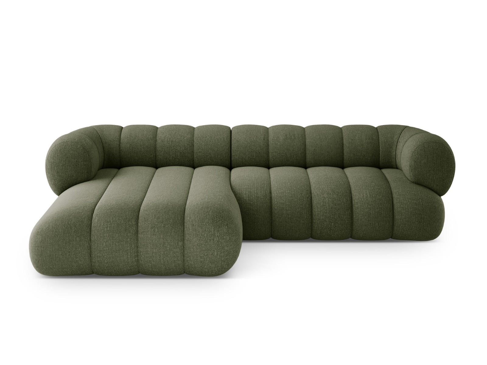 ECKSOFA Koge aus Chenille-Stoff grün 5 Sitzplätze - Grün, Textil (165/270cm) - Cosmopolitan Design