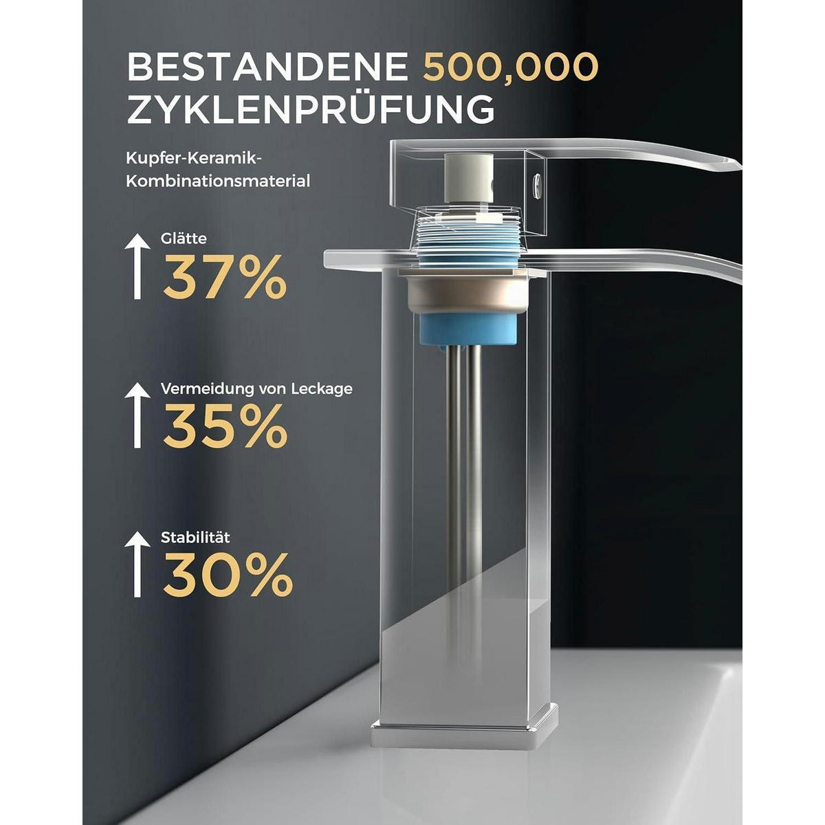 WASCHTISCHARMATUR Wasserfall Chrom 110 mm Auslaufhöhe - Silberfarben, Metall (12.7/7.5/17.8cm)