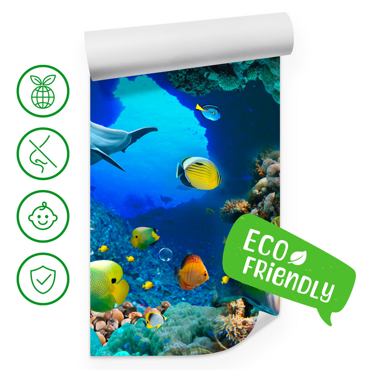 FOTOTAPETE für Badezimmer Unterwasser Korallenriffe Fische 250x175 - Türkis/Blau, Papier (250/175cm) - Muralo