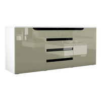SIDEBOARD Sintra Sandgrau Hochglanz / Schwarz Hochglanz - Sandfarben, Holzwerkstoff (139/72/35cm) - Vladon