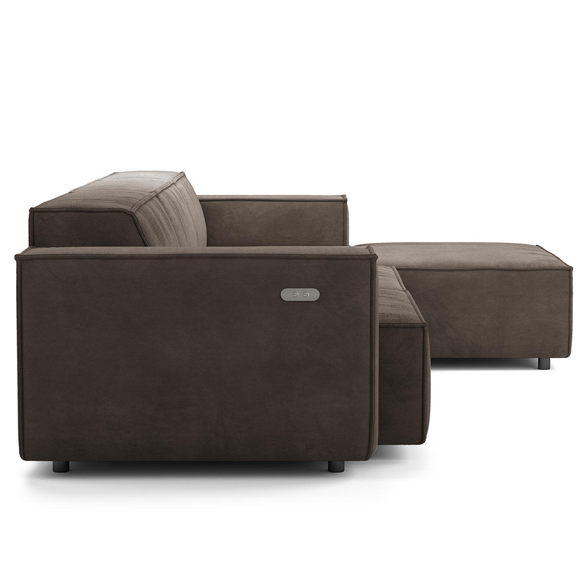 ECKSOFA mit Longchair - Taupe/Schwarz, Kunststoff/Textil (294/177cm) - home24