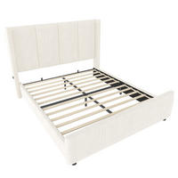 POLSTERBETT 140/200 cm mit hohem Kopf- und Fußteil, USB- und Typ-C-Anschluss, Samtoptik, Beige - Beige, Textil (140/200cm) - Redom