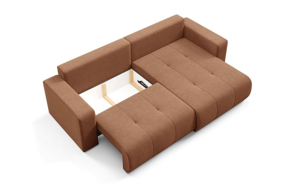 ECKSOFA Augusto - Kupferfarben, Holzwerkstoff/Textil (244/149cm) - Fun Möbel