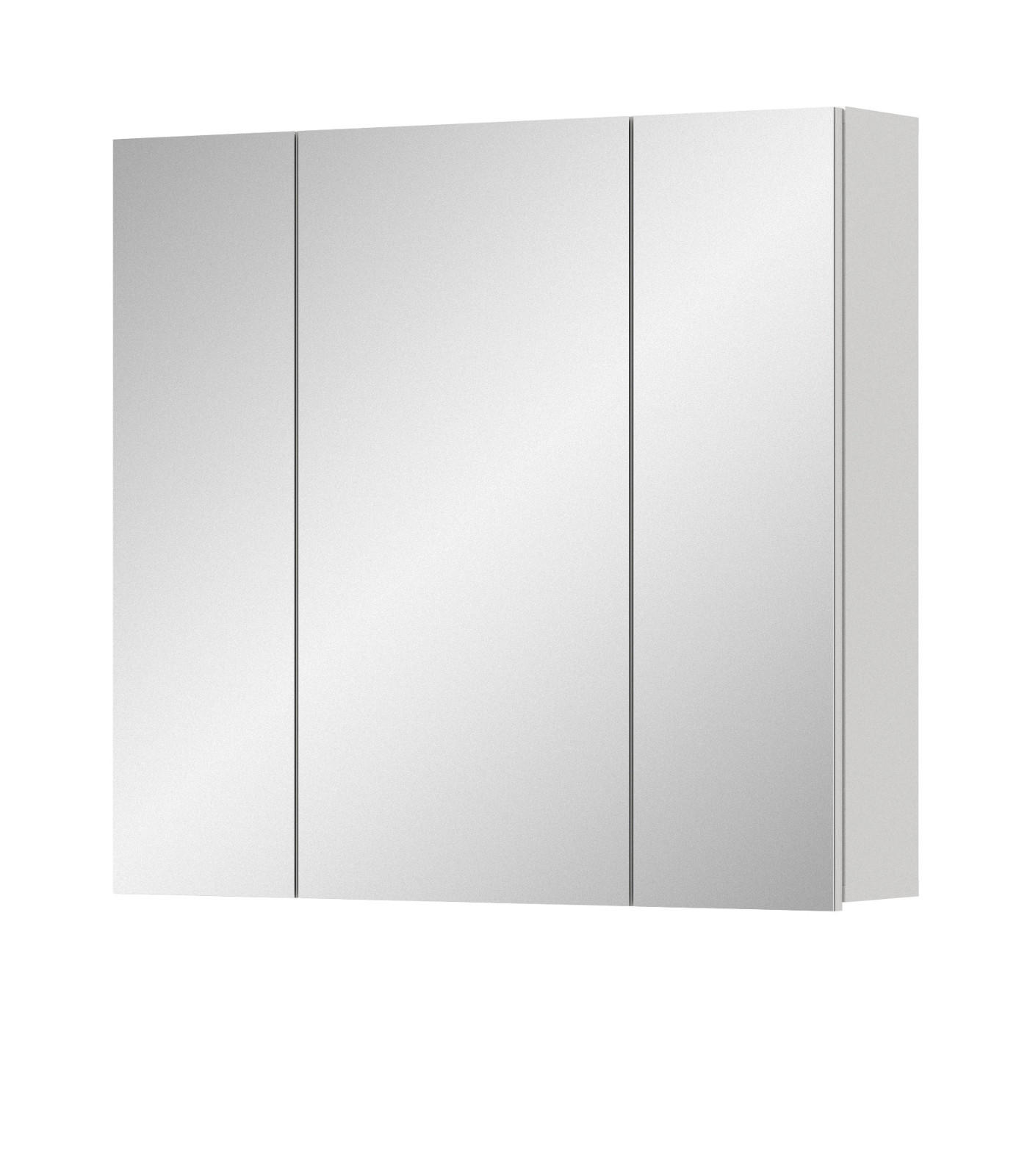 SPIEGELSCHRANK weiß 80 x 77 cm, Badschrank 3-türig - Weiß, Glas/Holzwerkstoff (82/77/18cm) - Inn.Furn