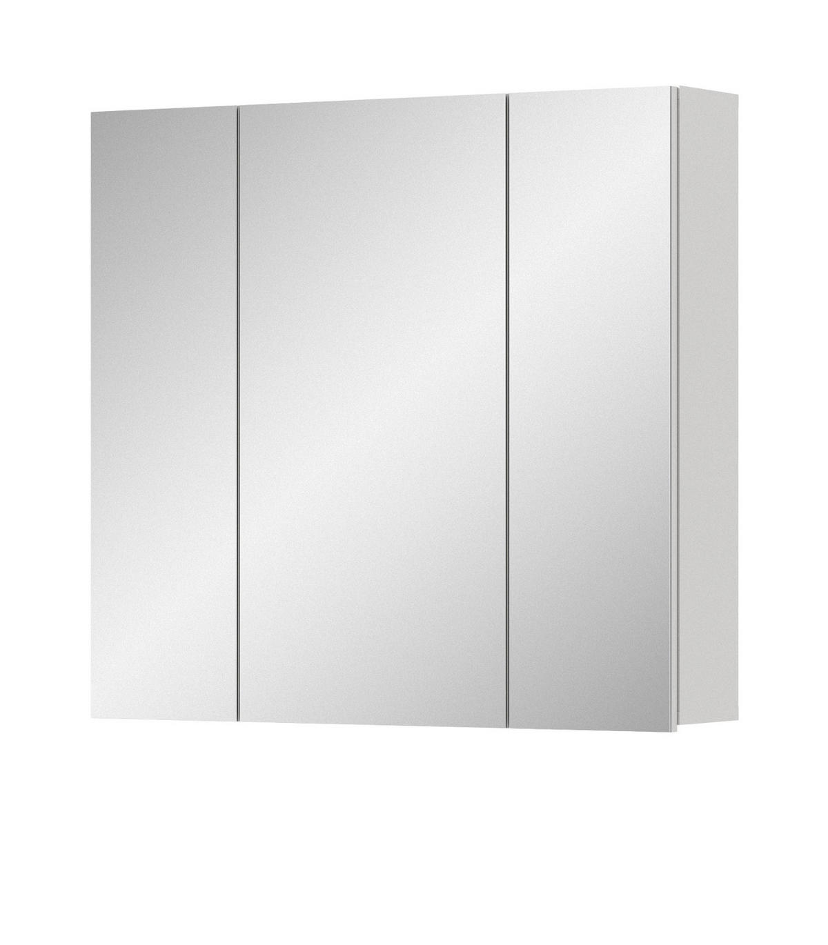 SPIEGELSCHRANK weiß 80 x 77 cm, Badschrank 3-türig - Weiß, Glas/Holzwerkstoff (82/77/18cm) - Inn.Furn