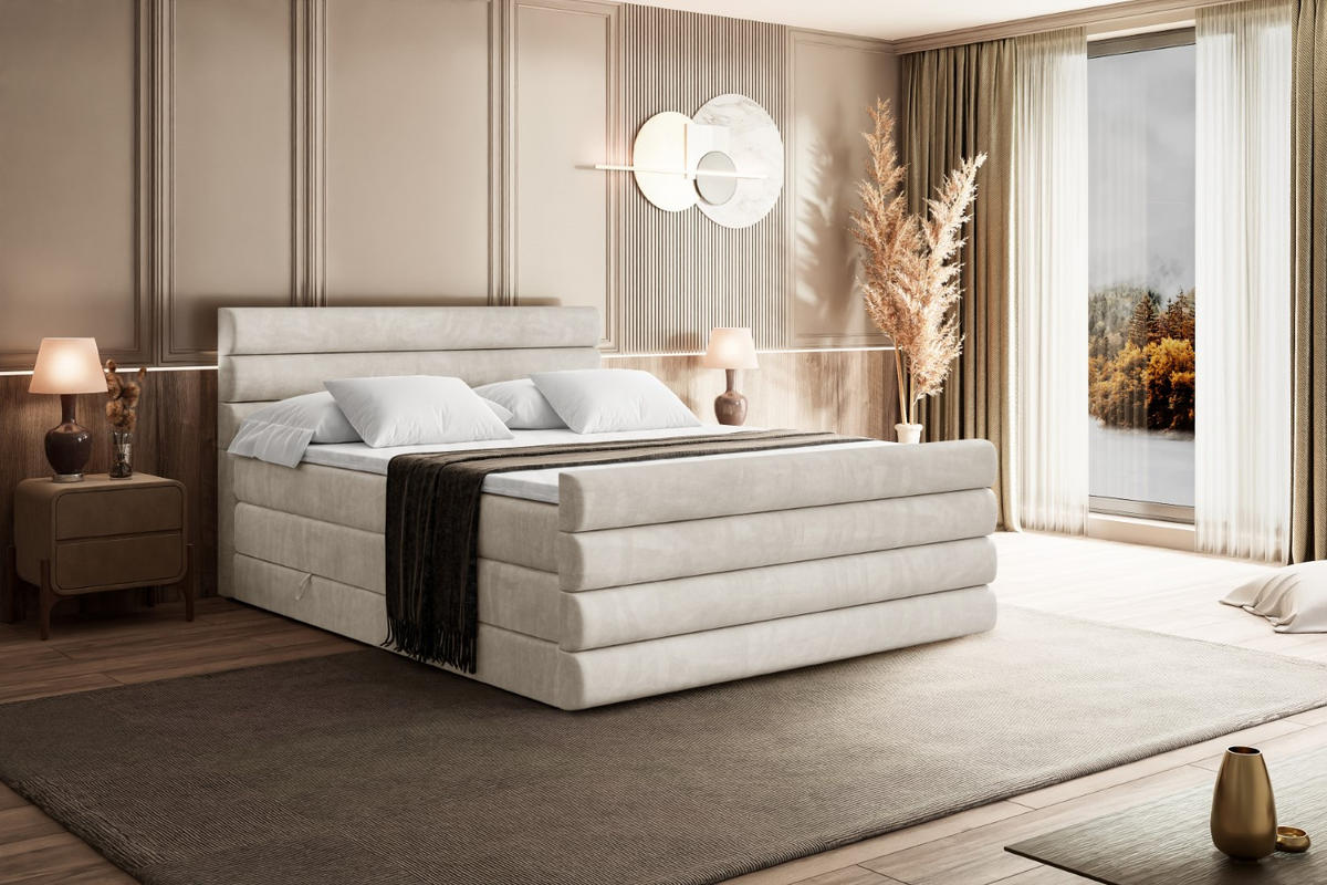BOXSPRINGBETT CELESTIA-Z KING - 160x200 - H3/H4 - Creme - Creme, Holzwerkstoff (160/200cm) - ALTDECOR