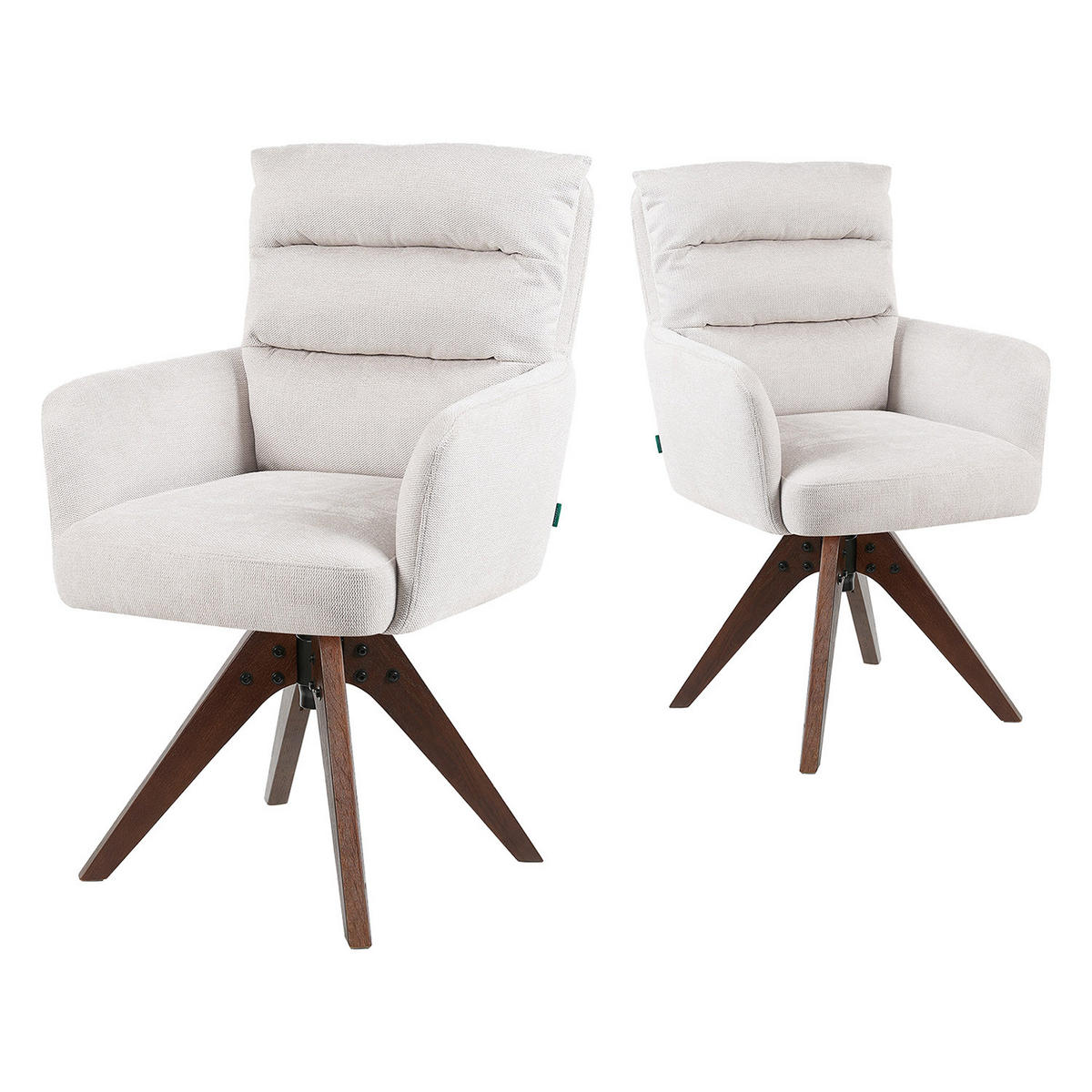 ARMLEHNSTUHL Mika-Juna 2er-Set - Nussbaumfarben/Creme, Eichenholz/Holz (59/94/66cm) - DUBI Möbel